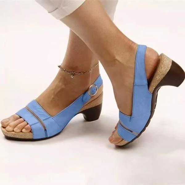 Women'S Fish Mouth Buckle Chunky Heel Sandals 15226961C