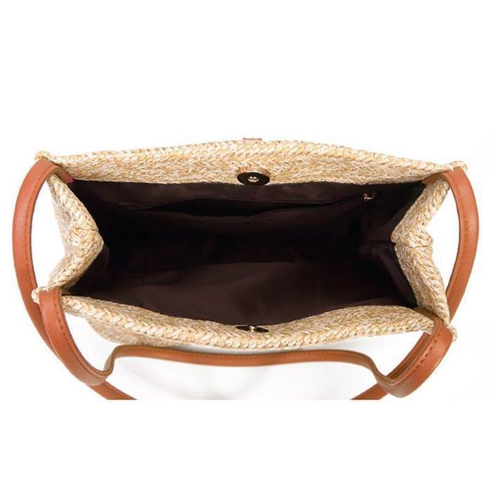 Womens Woven Straw Casual Beach Style Shoulder Bags