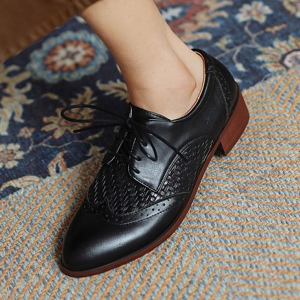 Women's Plaid Casual Fashion Stitching Lace-up Shoes 25631065C