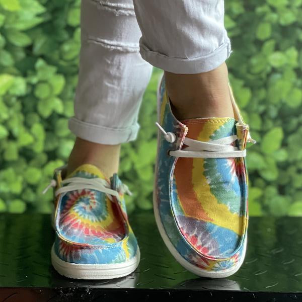 Women's Colorful Tie-Dye Series Flat Canvas Shoes 18493943C