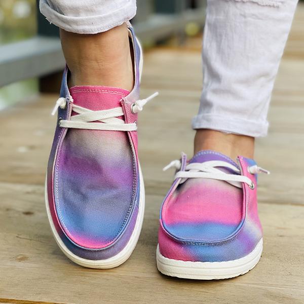 Women's Colorful Tie-Dye Series Flat Canvas Shoes 18493943C