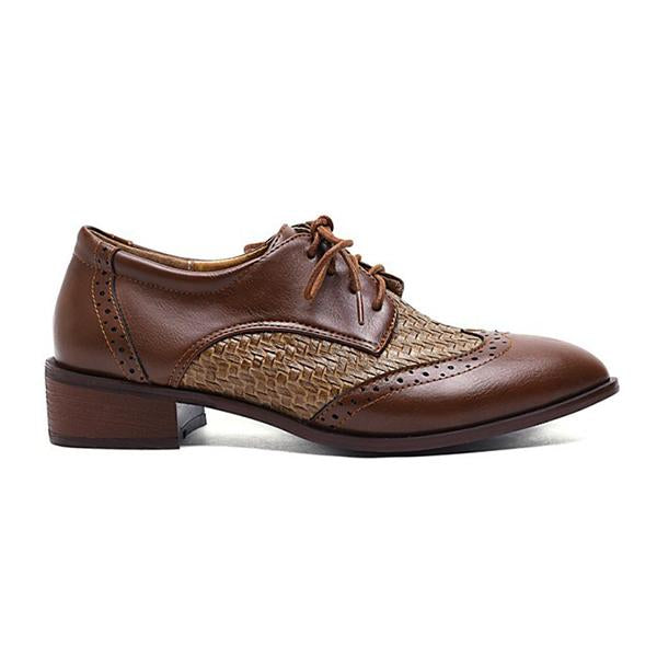 Women's Plaid Casual Fashion Stitching Lace-up Shoes 25631065C
