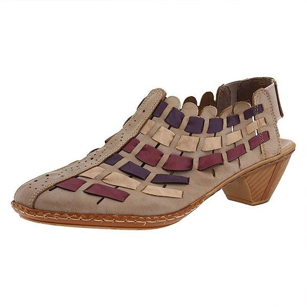Women's Colorblock Cross-woven Casual Pointed Toe Booties 38467893C