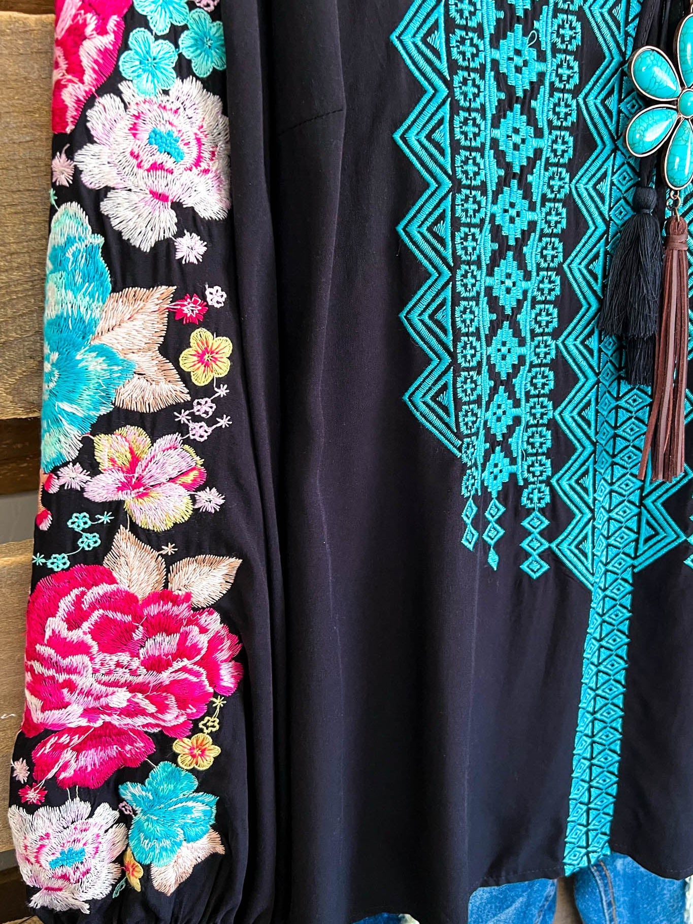 V Neck Casual Long Sleeve Floral Blouse