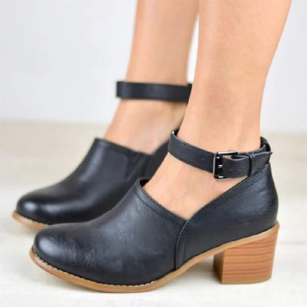 Women'S Chunky Mid Heel Vintage Round Toe Boots 62320950C