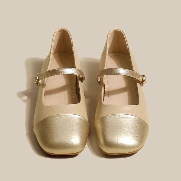 Women's Elegant Stitching Gold Flat Mary Jane 92784024S