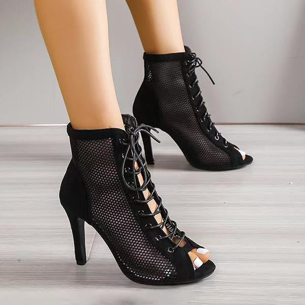 Women's Hollow Lace Fish Mouth Stiletto Sandals 34068594C