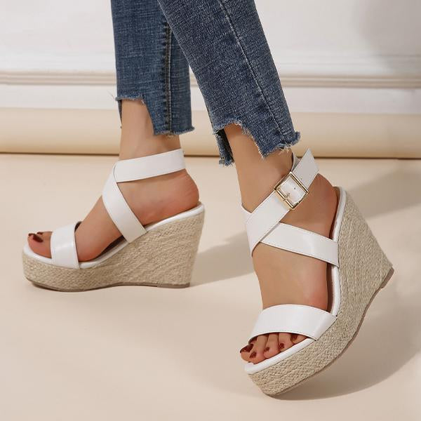 Women's Cross Strap Platform Wedge Open-Toe Sandals 02262971C