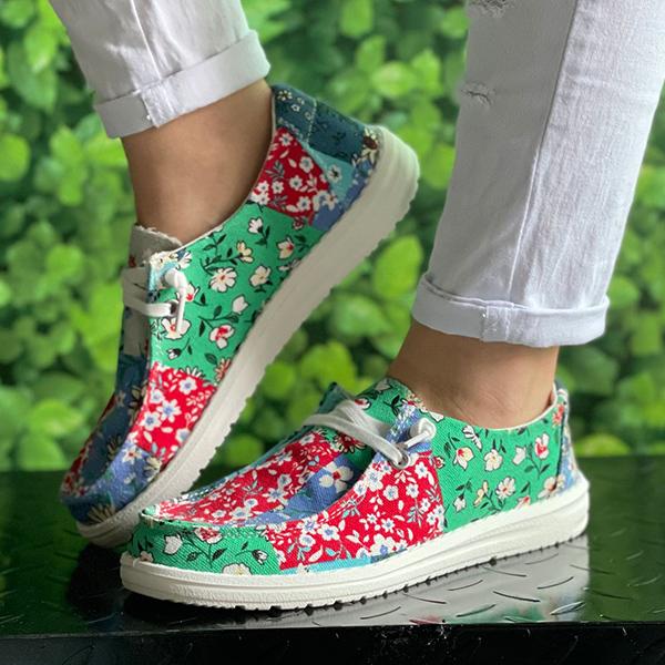Women's Colorful Tie-Dye Series Flat Canvas Shoes 18493943C