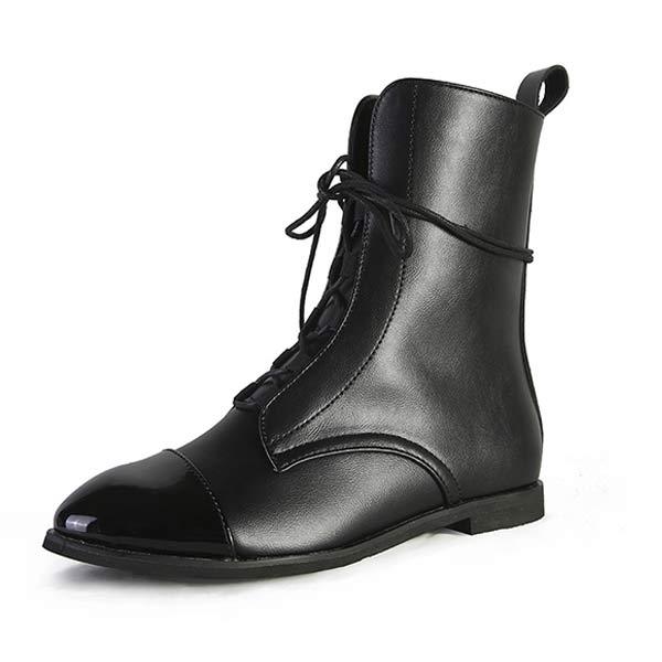 Women'S Paneled Lace-Up Short Martin Boots Biker Boots 67071946