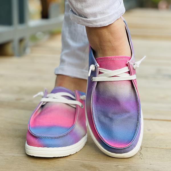 Women's Colorful Tie-Dye Series Flat Canvas Shoes 18493943C