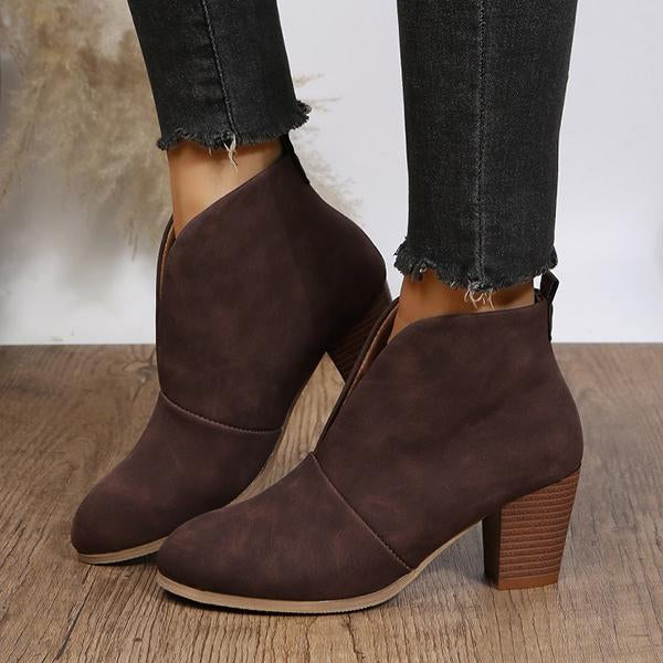 Women's Fashion Slip On Pointed Toe Retro Boots 45132373C