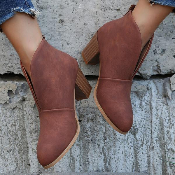 Women's Fashion Slip On Pointed Toe Retro Boots 45132373C