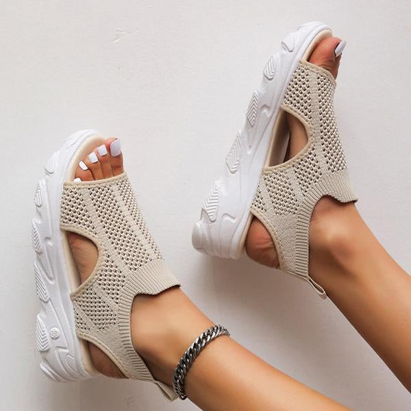 Women's Knit Elastic Slip-On Platform Sandals 86391564C