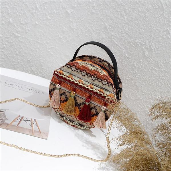 Bohemian Tassel Round Bag