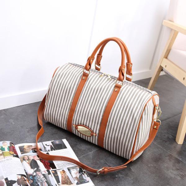 Canvas Stripe Large Capacity High-end Luggage Storage Bag Travel Bag