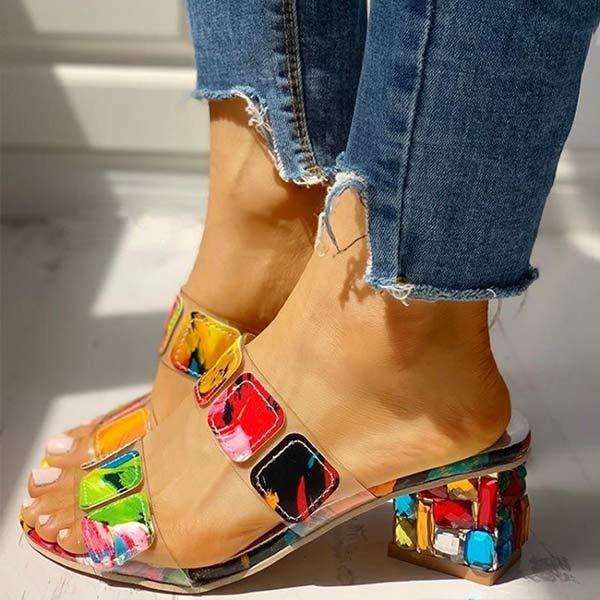 Women'S Colorful Mid-Heel Sandals 94913319C