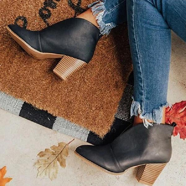 Women's Fashion Slip On Pointed Toe Retro Boots 45132373C