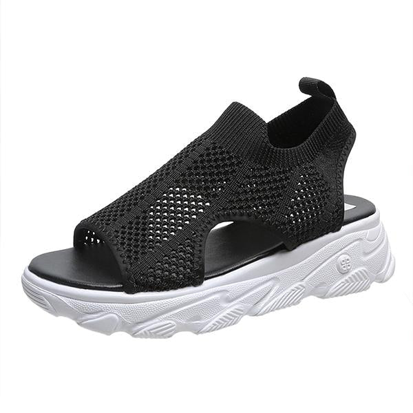 Women's Knit Elastic Slip-On Platform Sandals 86391564C
