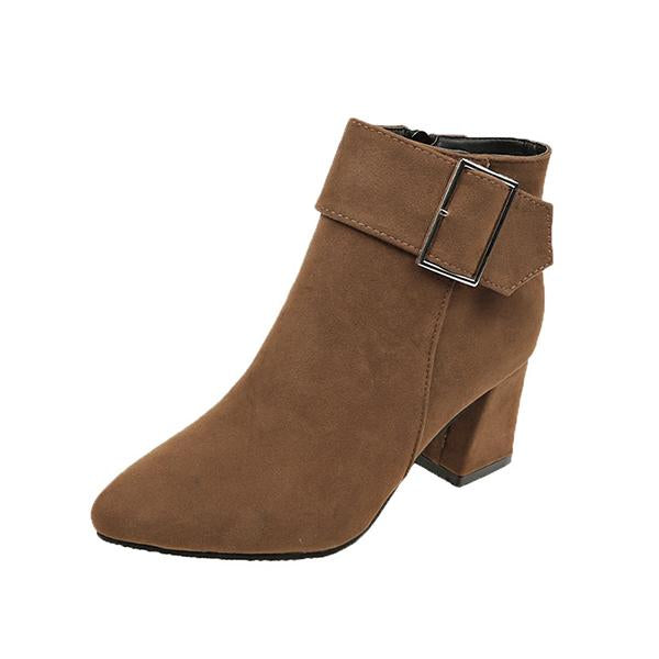 Women's Fashion Belt Buckle Chunky Heel Ankle Boots 85800267S