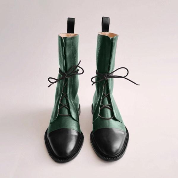 Women'S Paneled Lace-Up Short Martin Boots Biker Boots 67071946
