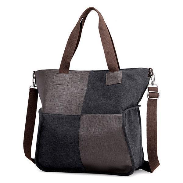 Canvas Casual Large Capacity Patchwork Handbag Crossbody Bag