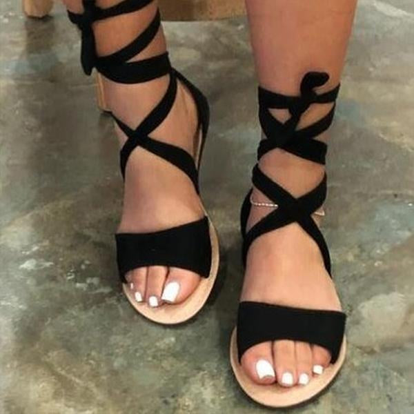 Women's Cross Strap Fish Toe Flat Sandals 66149552C
