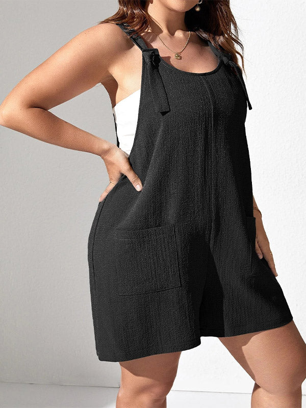 Women's Plus Size Casual Suspender Pocket Romper