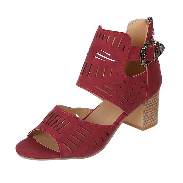 Women'S Hollow Chunky Heel High Heel Sandals 10470422C