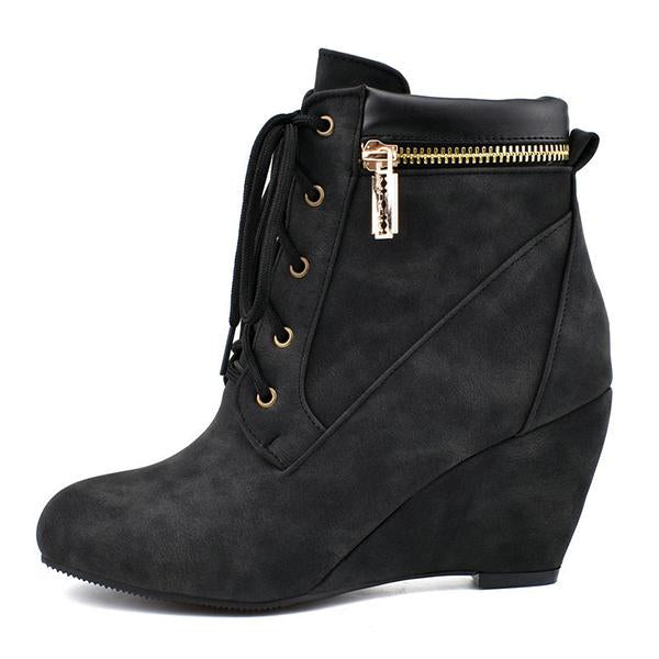 Women's Casual Suede Wedge Lace-Up Ankle Boots 41842459S
