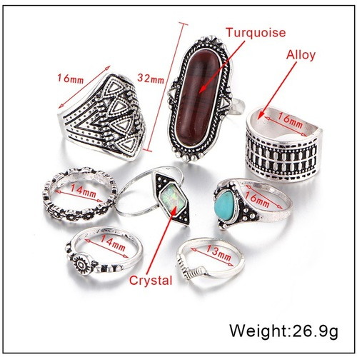 Bohemian Vintage 7PCS Ring Set