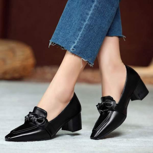 Women's Chunky Heel and Mid-Heel Bow Detail Pumps 83800498C