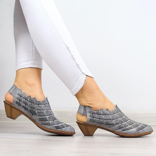 Women's Colorblock Cross-woven Casual Pointed Toe Booties 38467893C