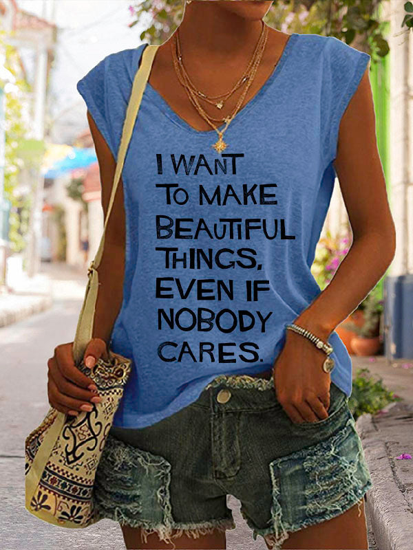 Saul Bass Classic Words V-Neck Cap Sleeve Loose T-Shirt