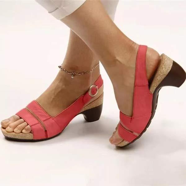 Women'S Fish Mouth Buckle Chunky Heel Sandals 15226961C