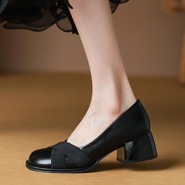 Women's Elegant Colorblock Chunky Heel Mary Jane Shoes 27523642C