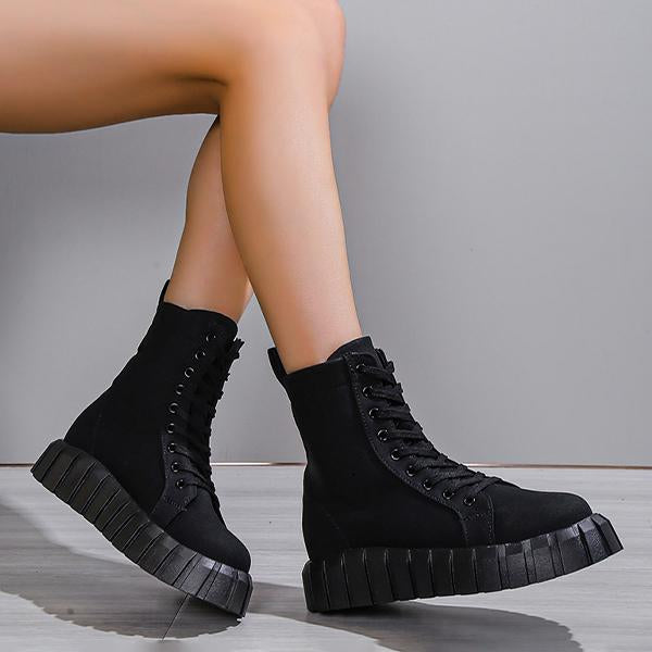 Women's Fashion Leopard Platform Lace-up Booties 99424932S