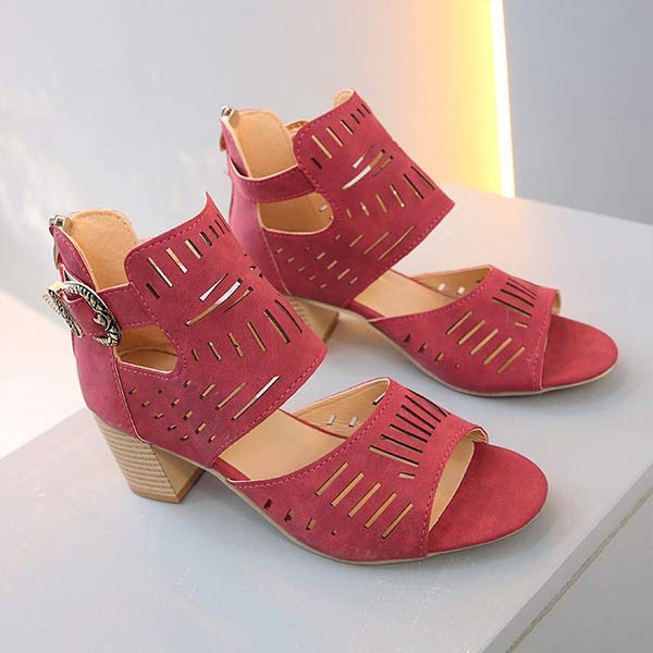 Women'S Hollow Chunky Heel High Heel Sandals 10470422C