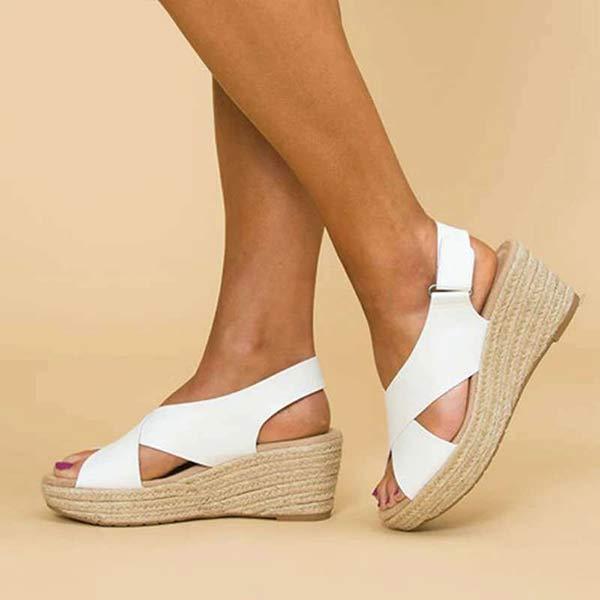 Women'S Hemp Woven Platform Wedge Sandals 73059625C