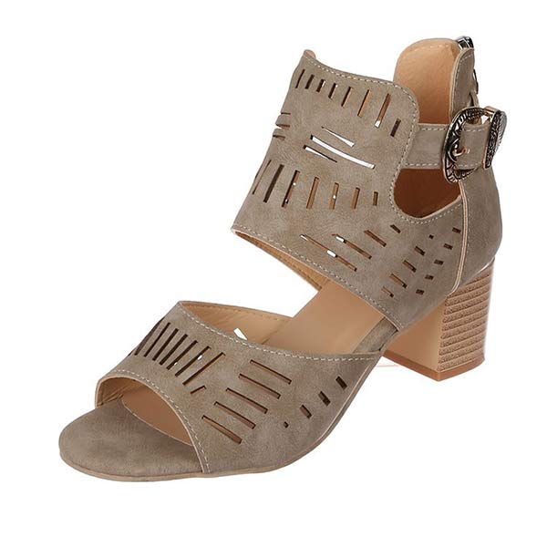 Women'S Hollow Chunky Heel High Heel Sandals 10470422C