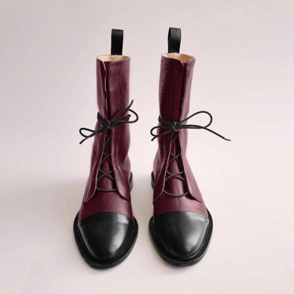 Women'S Paneled Lace-Up Short Martin Boots Biker Boots 67071946