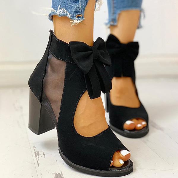 Women'S Chunky High Heel Cutout Ladies Sandals 00040332C