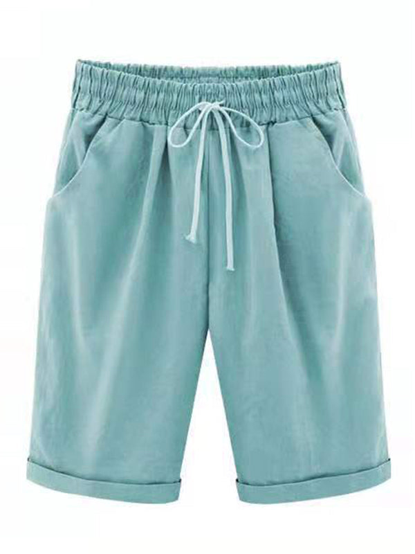 Women's Lace-up Minimalist Linen Breeches With Pockets