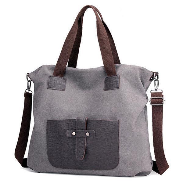 KVKY Canvas Crossbody Bag Large Capacity Patchwork Tote Bag