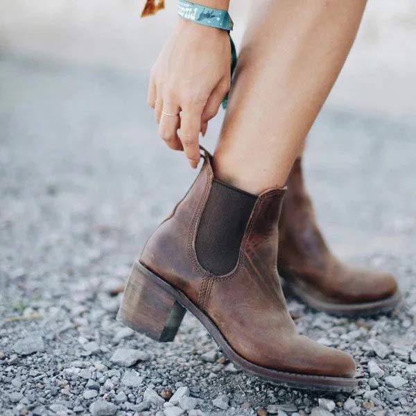 Women's Chunky Heel Short Shaft High Heel Ankle Boots 72547996C
