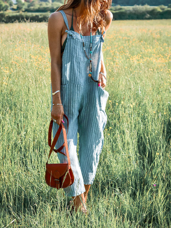 Women's Striped Suspenders Jumpsuit Overalls