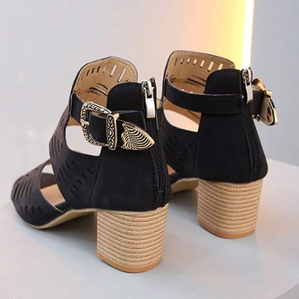 Women'S Hollow Chunky Heel High Heel Sandals 10470422C