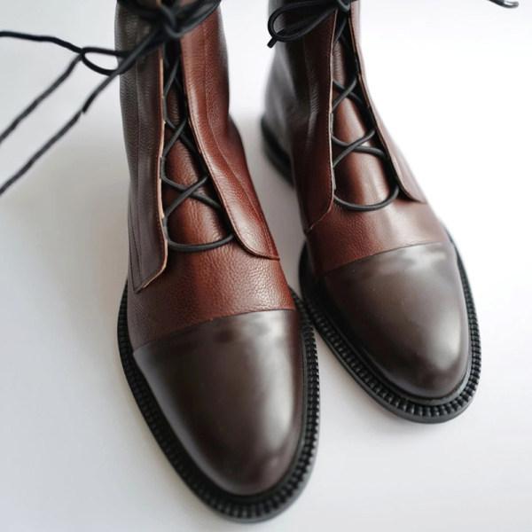Women'S Paneled Lace-Up Short Martin Boots Biker Boots 67071946