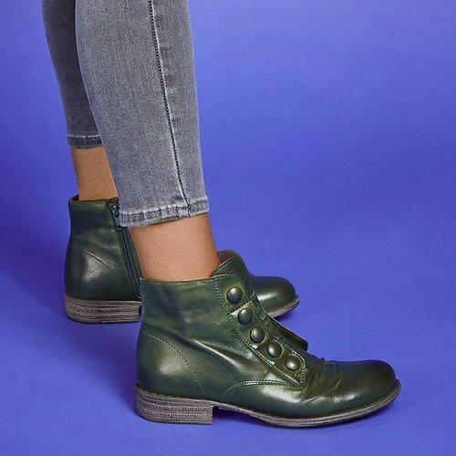 Side Zip Button Biker Boots