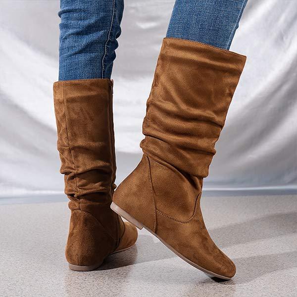 Women'S Flat Heel Vintage Mid Calf Boots 66414443C